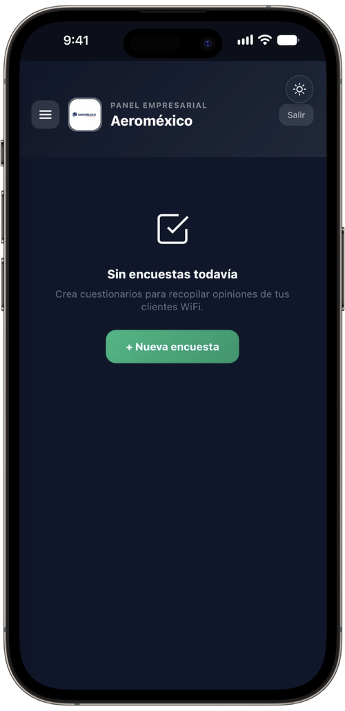 Sección Encuestas del panel empresarial